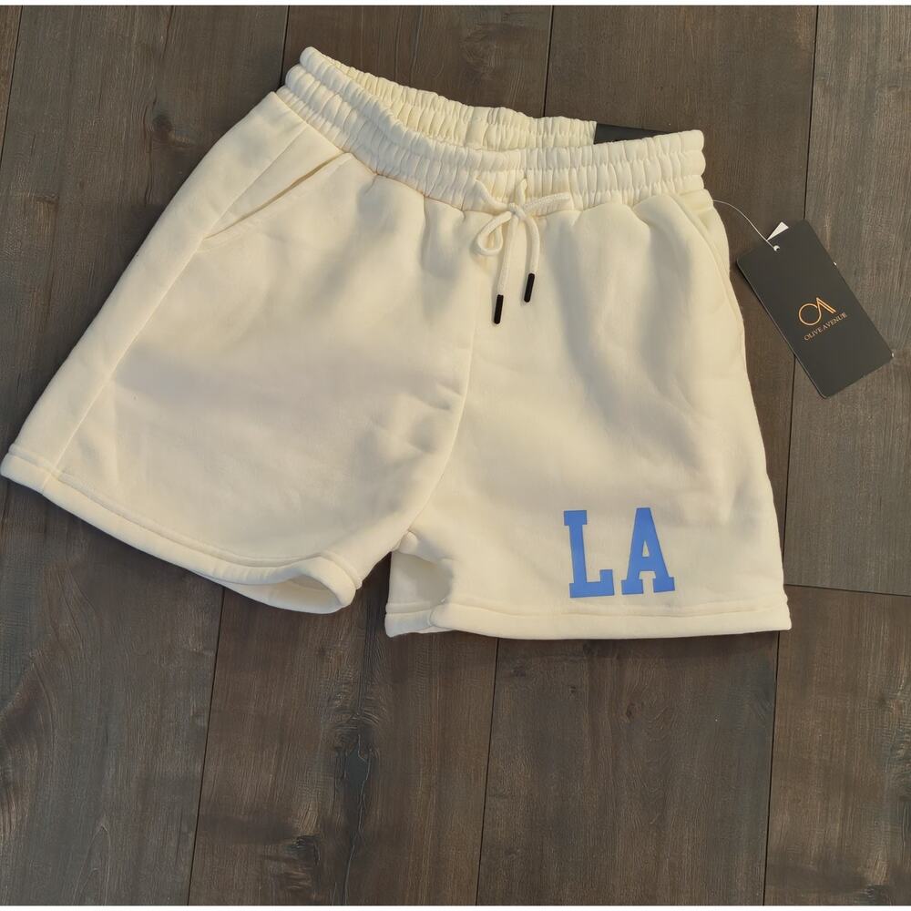 Olive Avenue LA Cream Shorts Men’s Size S NWT Streetwear Athletic Fit Drawstring